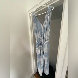 Anthropologie Blue Floral jumpsuit size L